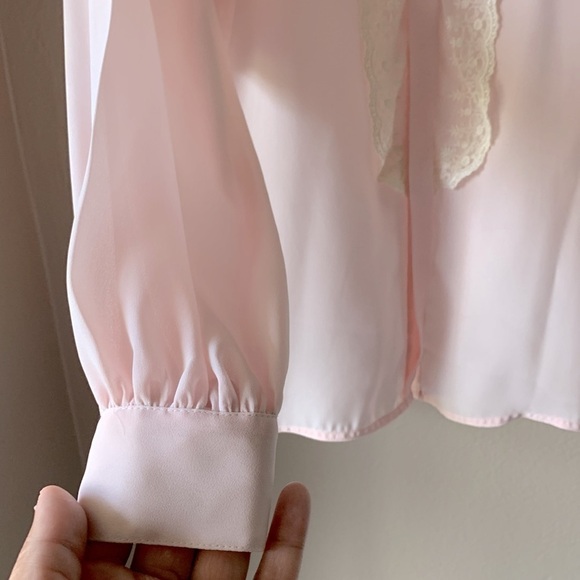 Vintage NILANI Pale Pink Lacr Trim Sheer Blouse - Picture 6 of 7
